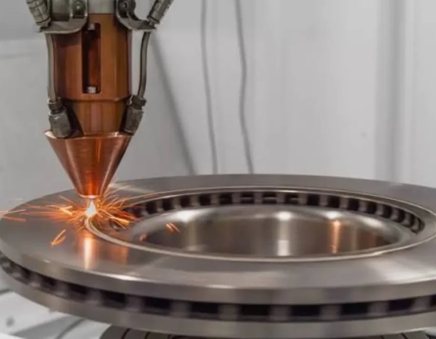 Cladding process on a gear component; image supplied in the Robotic Cladding presentation.
